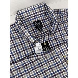 Jos‎ A Bank Traveler Performance Shirt Mens 2XL Plaid SlimFit Button Up